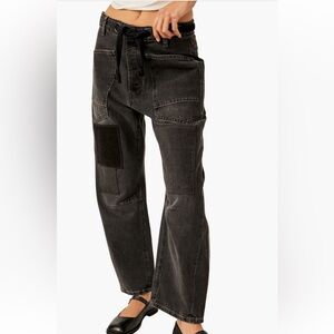 Free People Black Patchwork Jeans